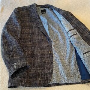Daniel Hechter Tweed Blue Blazer Jacket Grandpacore Nautical Vintage style.